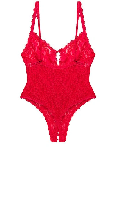 Shop Hanky Panky Racy Signature Lace Open Teddy In Red