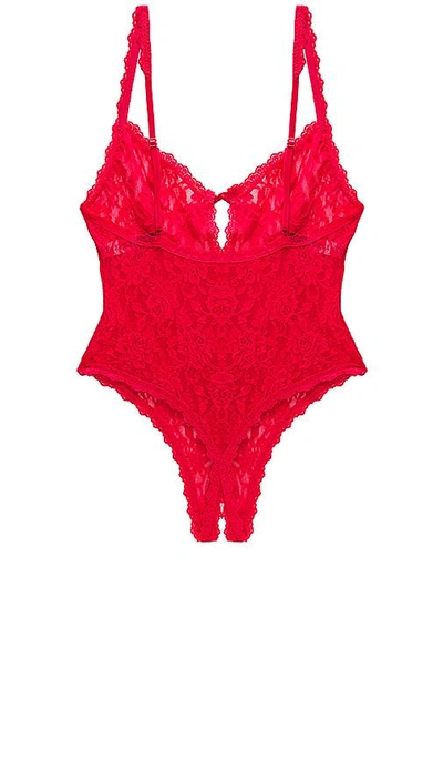 Hanky Panky Racy Signature Lace Open Teddy In Red