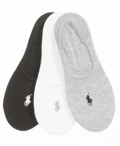 Shop Polo Ralph Lauren Women's 3 Pack Flat Knit Sneaker Liner Socks In White Assorted