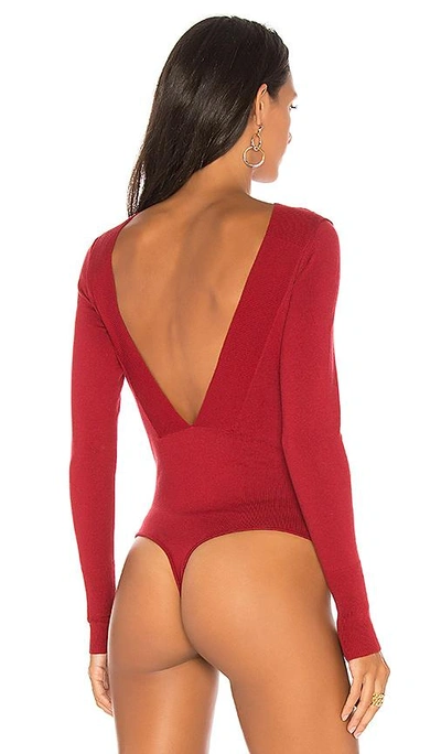 Shop Helfrich Bella Knit Thong Bodysuit In Red