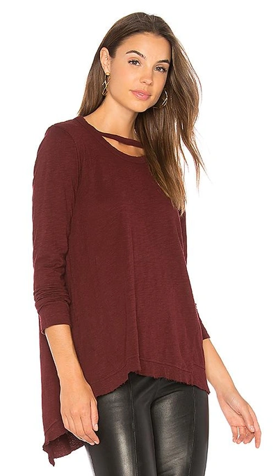 Shop Wilt Double Neck Slouchy Top In Burgundy