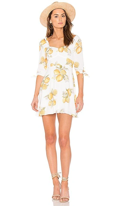 Shop For Love & Lemons Limonada Mini Dress In Lemon In White