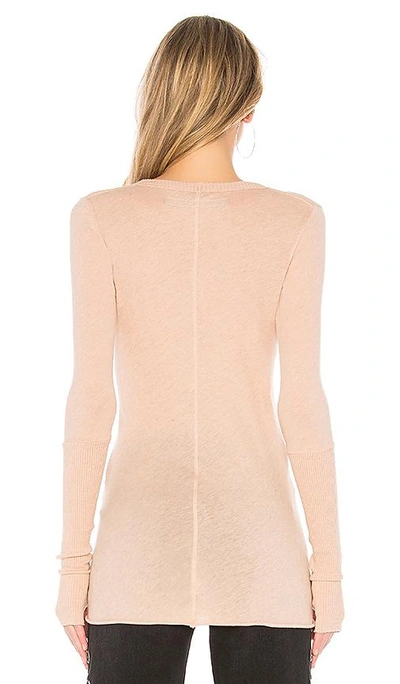 Shop Enza Costa Cashmere Cuffed V Neck Top In Pink. In Nude