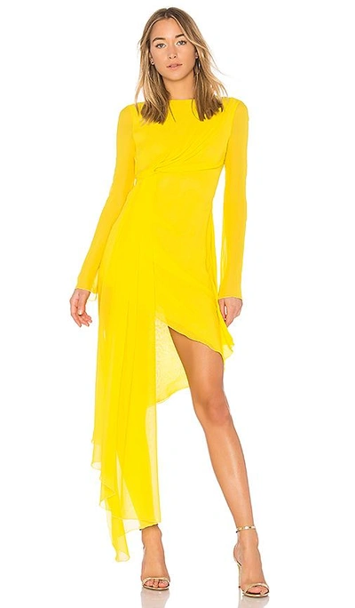 Shop Off-white Asymmetric Dress In Yellow