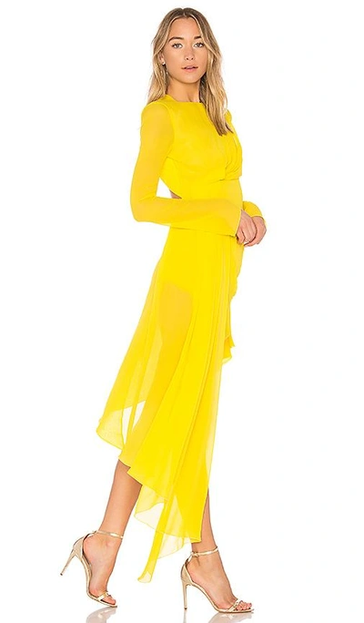 Shop Off-white Asymmetric Dress In Yellow