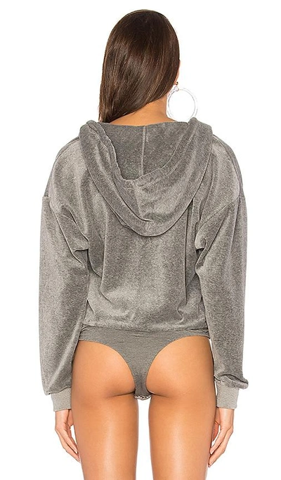 Shop Kendall + Kylie Hooded Bodysuit In Gray