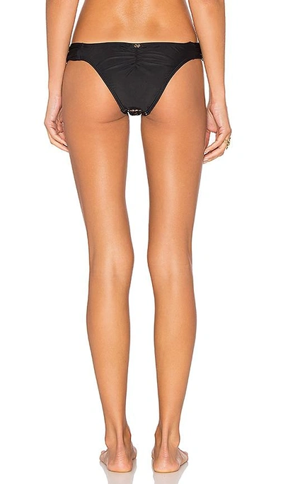 Pilyq Lace Fanned Teeny Bikini Bottom In Midnight Gold