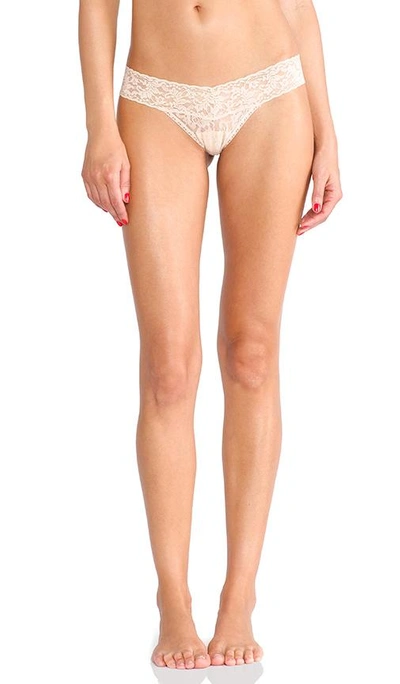 Shop Hanky Panky Signature Lace Petite Low Rise Thong In Beige
