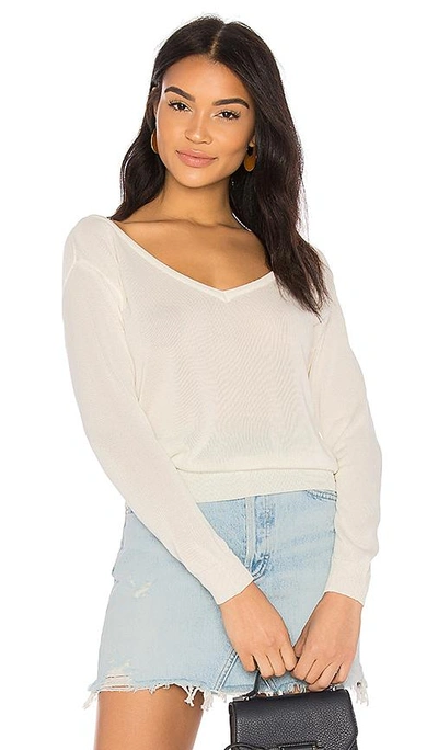 Shop Callahan Button Up V Back Sweater In Creme