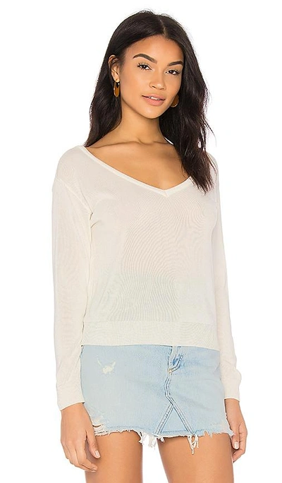 Shop Callahan Button Up V Back Sweater In Creme