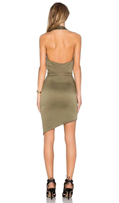 Elliatt Camo Asymmetrical Hem Dress In Khaki