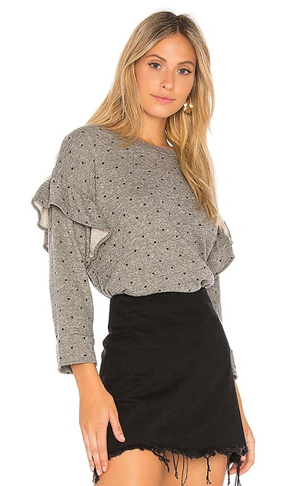 Shop Current Elliott The Ruffle Sweatshirt With Mini Polka Stars In Gray