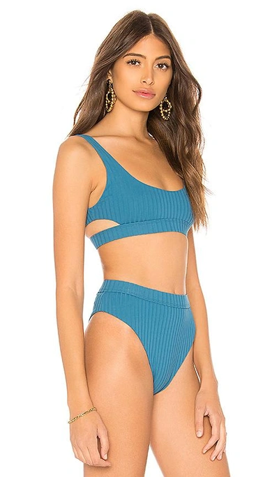 Shop Bond Eye Heatwave Rib Bikini Top In Blue