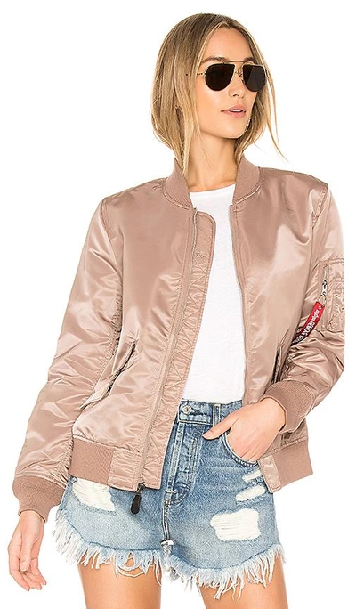 Shop Alpha Industries Laced Bomber Jacket In Mauve