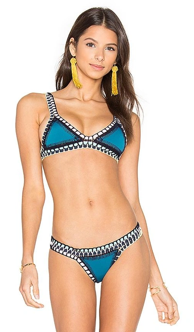 Shop Kiini Flor Triangle Bikini Top In Teal