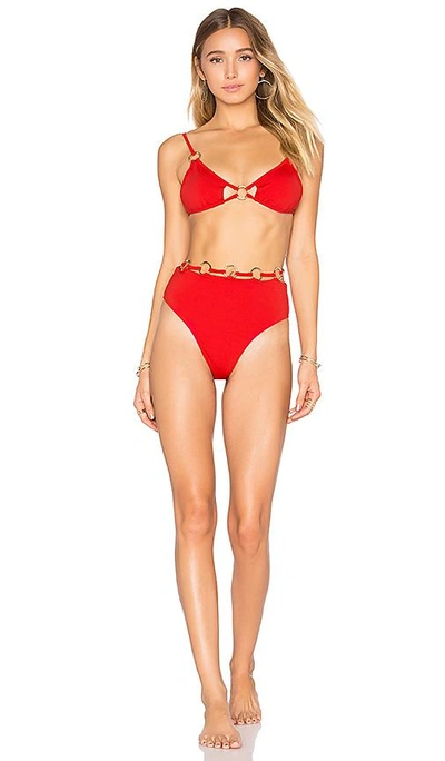 Shop For Love & Lemons Mallorca Ring Triangle Top In Red