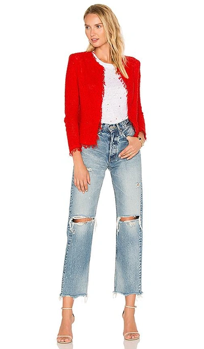 Iro Shavani Open-front Boucle Jacket In Red