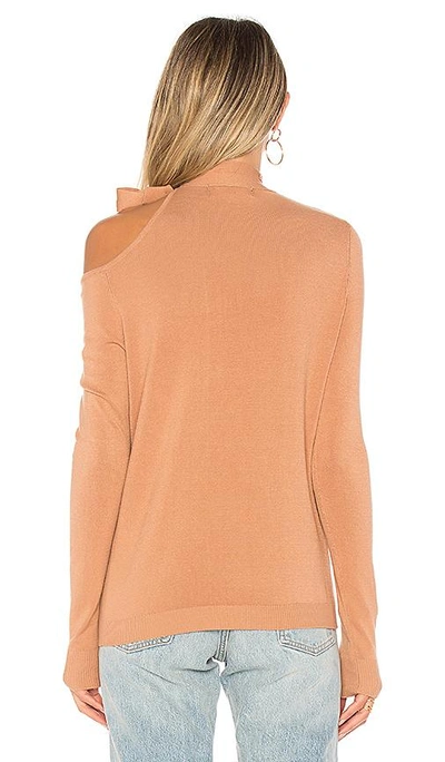 Shop 525 America One Shoulder Tie Sweater In Tan
