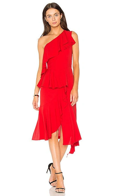 Shop Goen J One Shoulder Asymmetrical Dress In Red