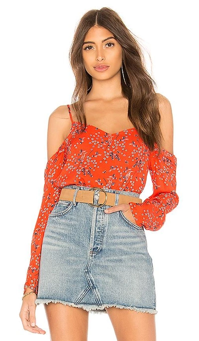 Shop Line & Dot Emiri Cold Shoulder Top In Red