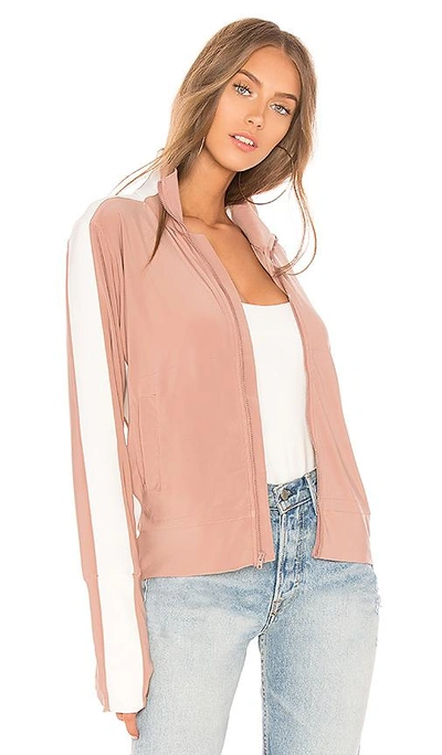 Shop Norma Kamali Side Stripe Turtleneck Jacket In Rose