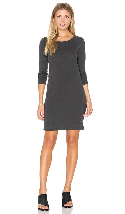 Shop James Perse Raglan Sweatshirt Dress In Charcoal