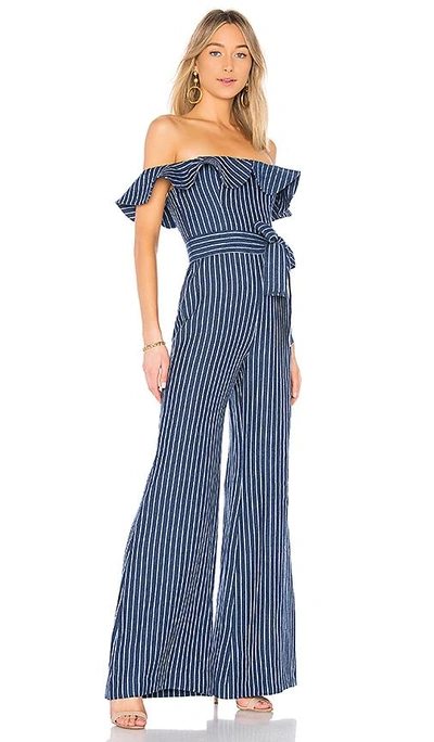 Shop Alexis Edria Jumpsuit In Denim Stripes