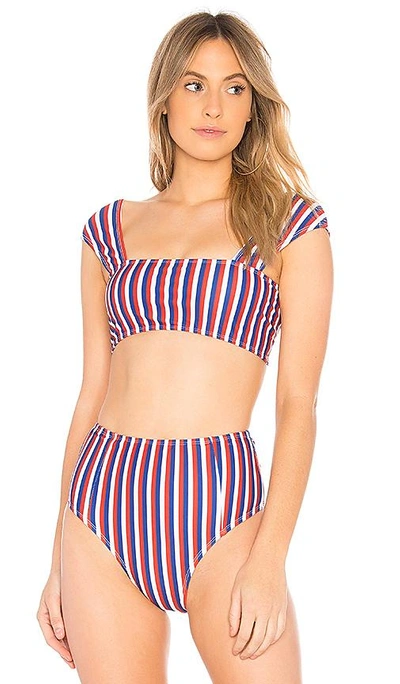 Shop Motel Grifin Bikini Top In Triple Stripe