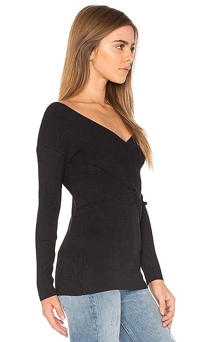 Shop 525 America Rib Double V Criss Cross Sweater In Black