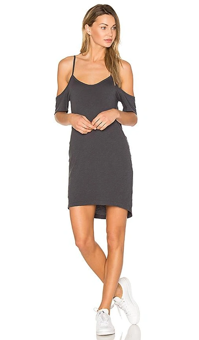 Shop Lna Off The Shoulder Tee Dress In Charcoal