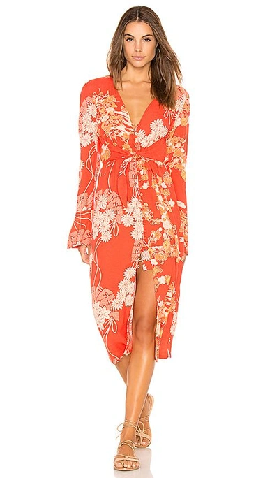 Shop Free People Mixed Print Twist Dress In Red Combo