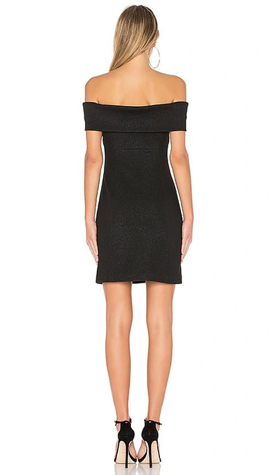 Shop Halston Heritage Off Shoulder Fitted Shimmer Dress In Black