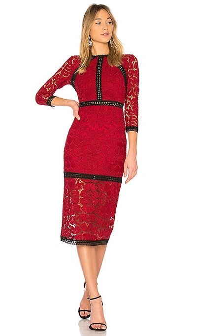 Shop Alexis Randie Lace Midi Dress In Red