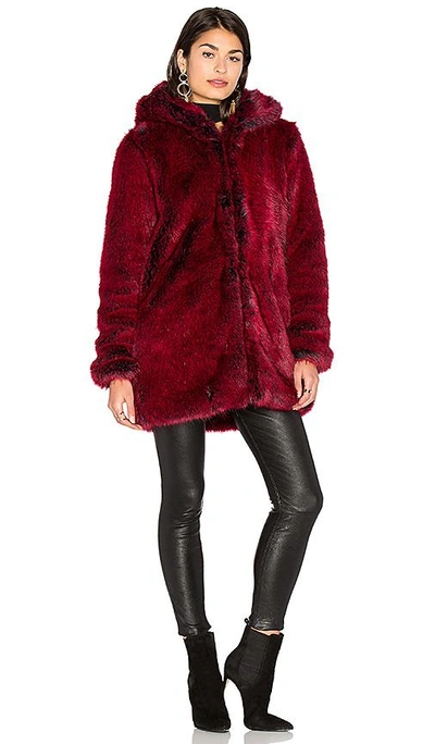 Shop Lpa Faux Fur Coat 84 In Blood Red