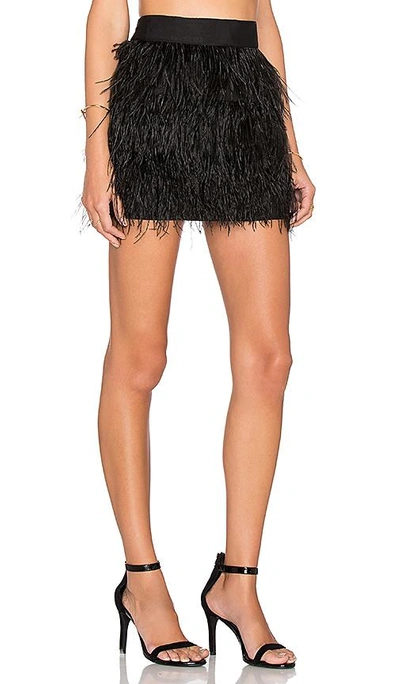 Shop Milly Feather Mini Skirt In Black