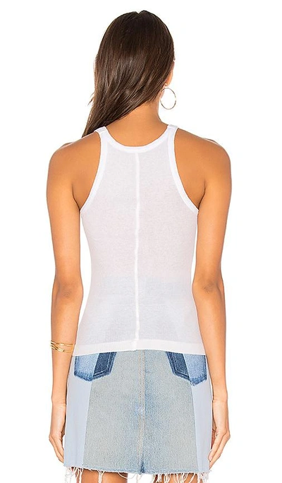 Re/done Ribbed Scoop-neck Fitted Tank In Optic White