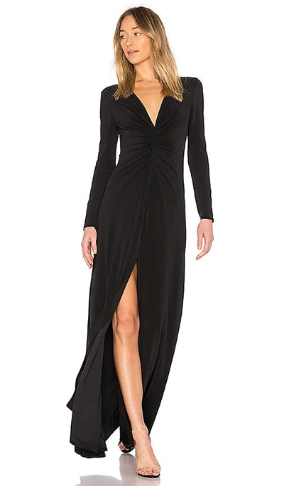 Shop Halston Heritage V Neck Ruched Dress In Black