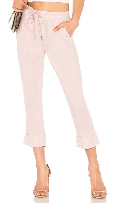 Shop Michael Stars Linen Cuffed Trouser In Pink