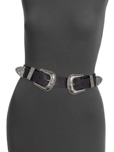 Shop B-low The Belt Women's Bri Bri Double Buckle Leather Belt In Black