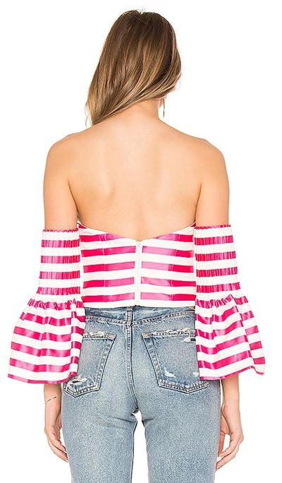 Shop Asilio Bronx Stripe Off Shoulder Top In Fuchsia