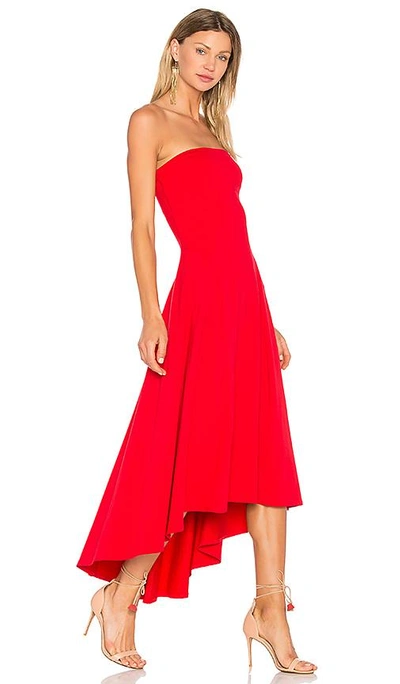 Shop Susana Monaco Strapless Hi Low Dress In Perfect Red