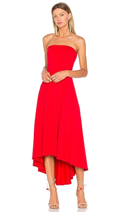 Susana Monaco Strapless Long High-low Dress In Perfect Red