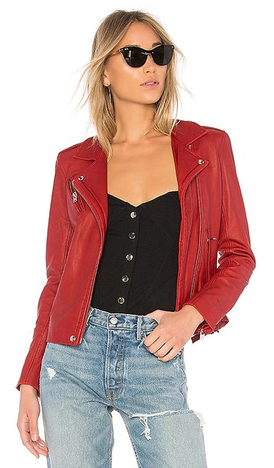 Shop Iro Han Leather Jacket In Red