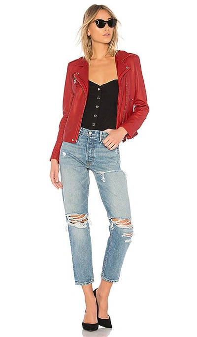 Shop Iro Han Leather Jacket In Red