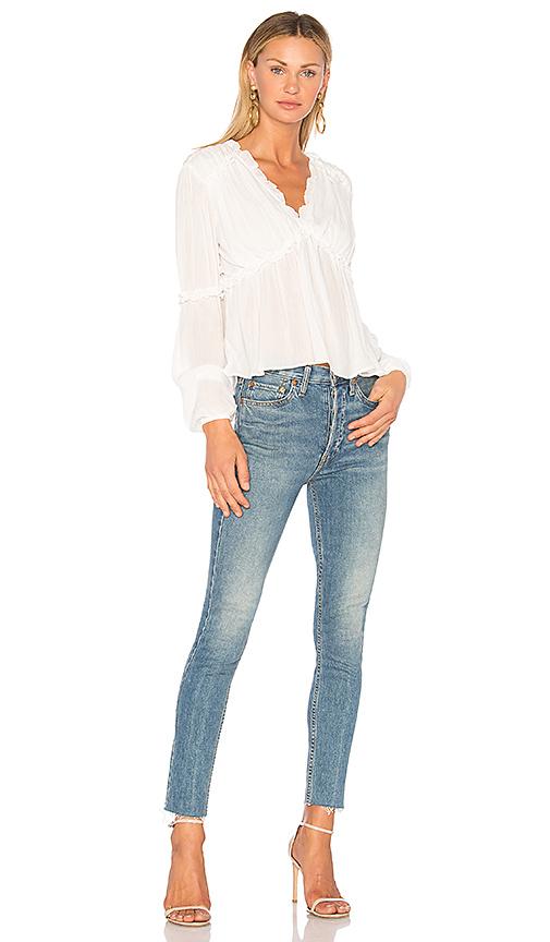 Endless Rose Ruffle Sleeve Accent Top In Off White ModeSens