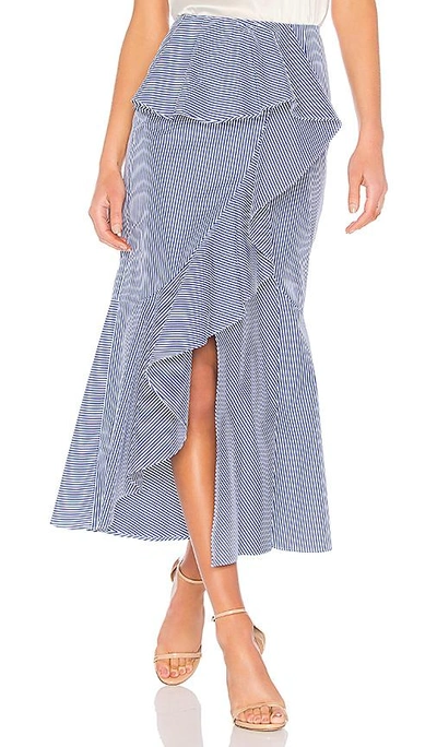 Shop Goen J Striped Midi Skirt In Blue