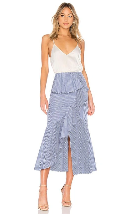 Shop Goen J Striped Midi Skirt In Blue