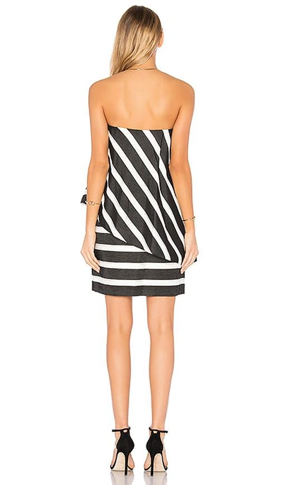 Shop Halston Heritage Strapless Tiered Drape Stripe Dress In Black & White
