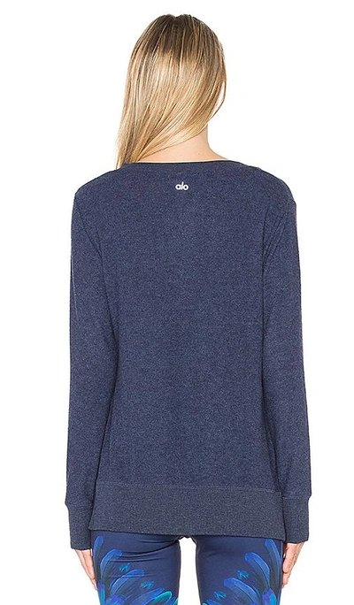 Shop Alo Yoga Glimpse Pullover In Rich Navy Heather