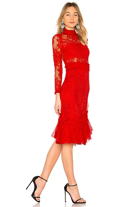 Shop Alexis Anabella Lace Midi Dress In Red